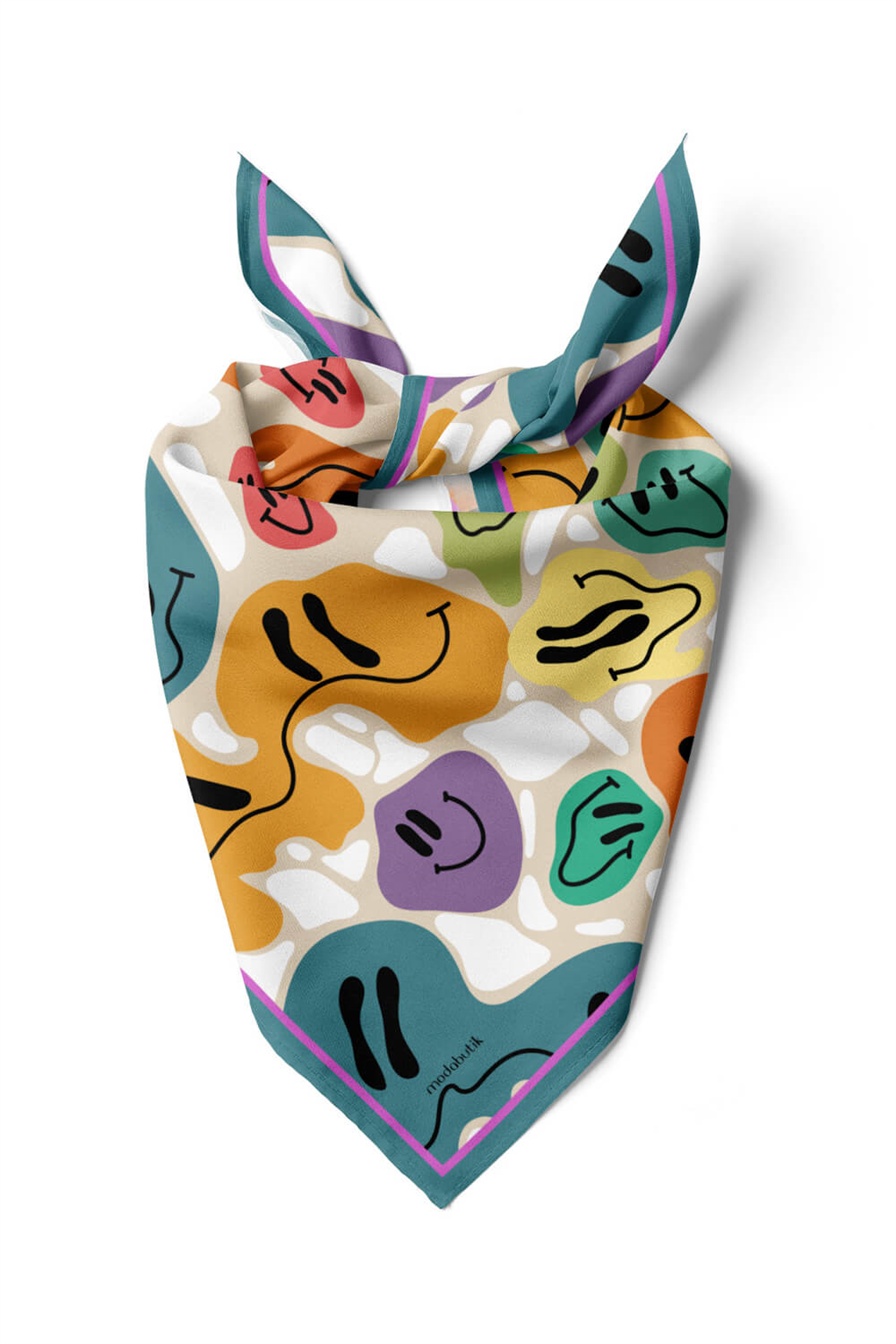 B38 Modabutik Smiley Desenli Bandana