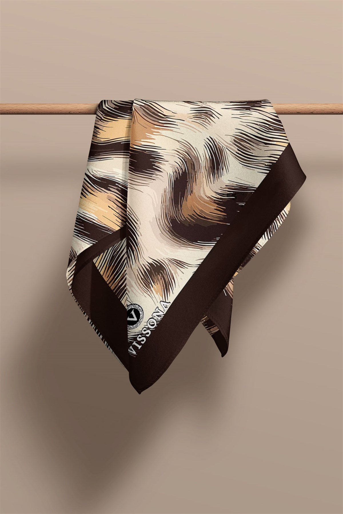 I74 %100 İpek Leopar Desenli Kadın Fular