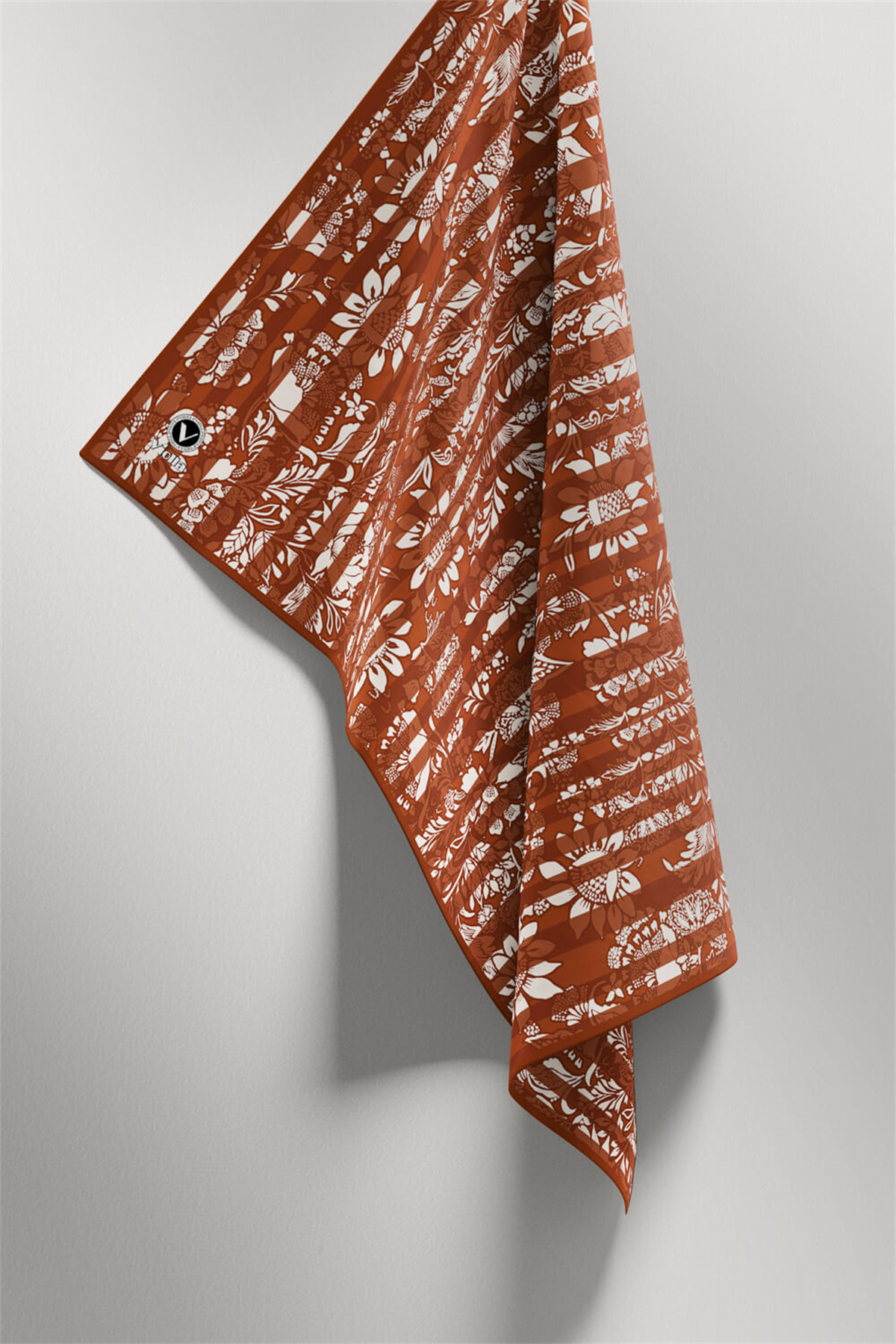 Twill Batik Şal Desenli Taba Renkli 90x90 Eşarp (İpek İçermez) Kenar Dikiş Şekli El Dikişli