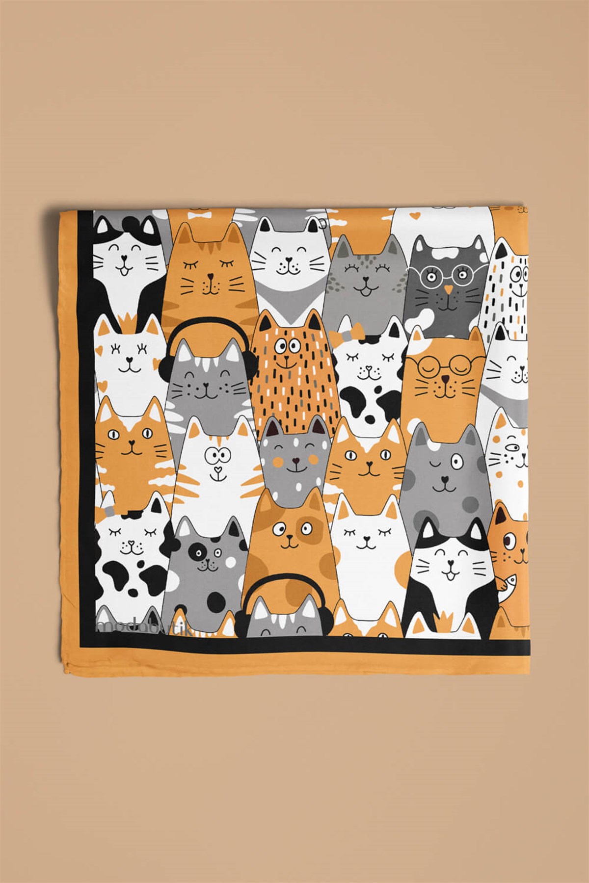 Violla Kedi Desenli Bandana