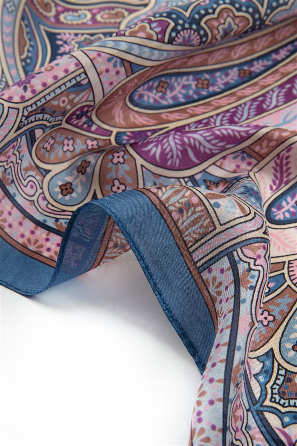 100% İpek Etro Desenli Saks - Pembe Renkli 92x210 Şal