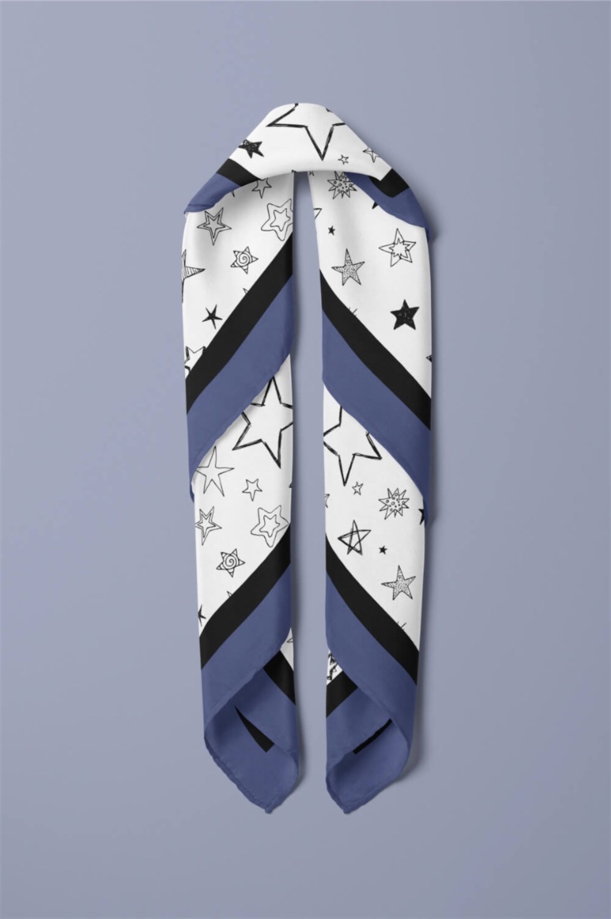 Violla E9 Kadın Yıldız Desenli 50x50 Bandana HYL DG01117-22