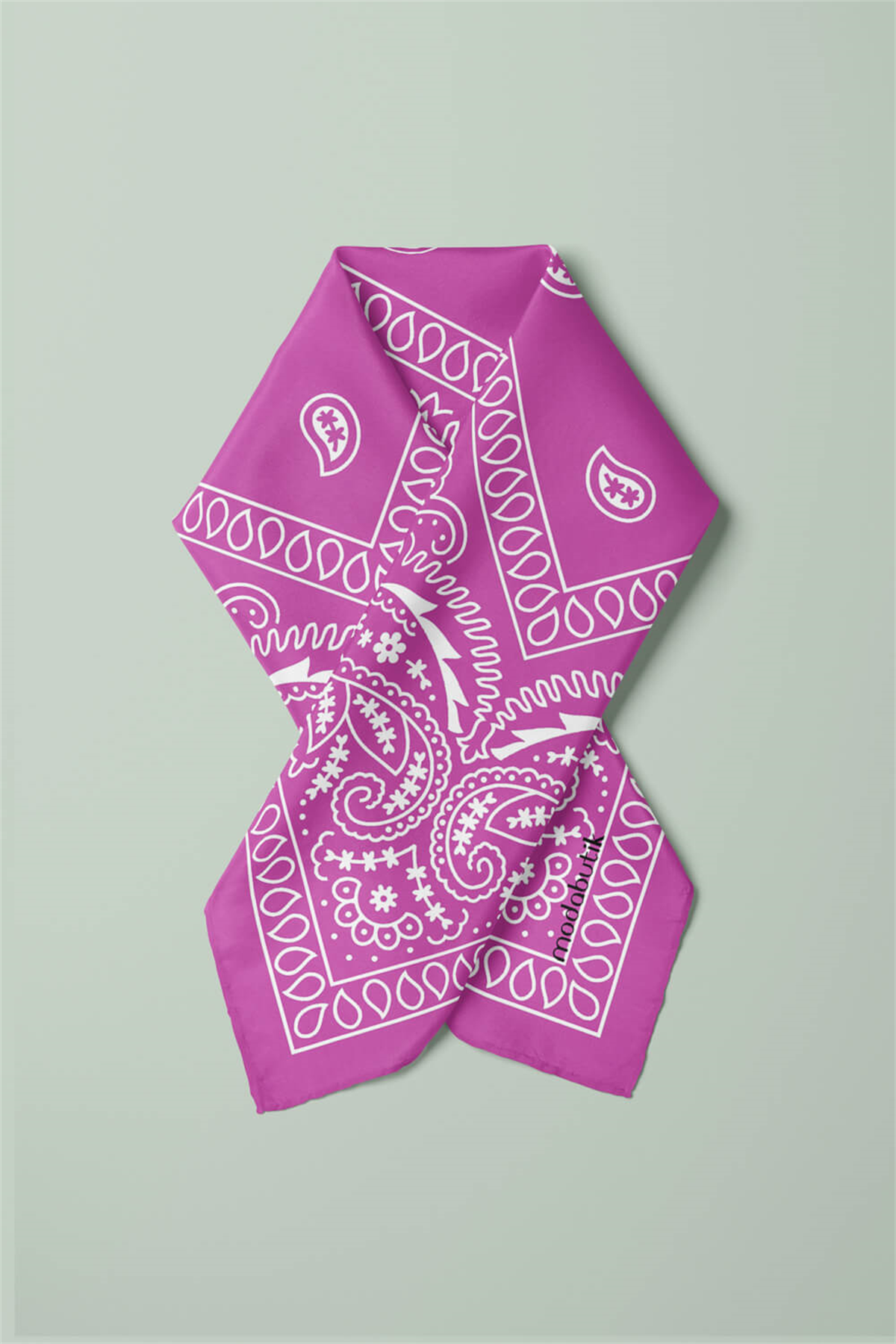 C103 Modabutik Şal Desenli Bandana Pembe 35.1112.24.A