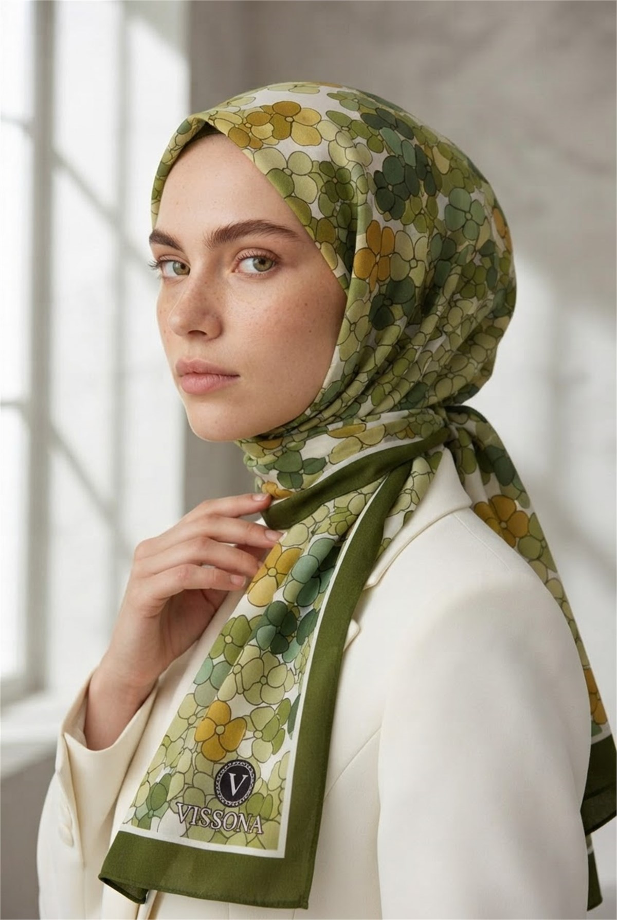KREP YONCA DESENLİ HAKİ RENKLİ 75X195 KIRIŞMAZ ŞAL