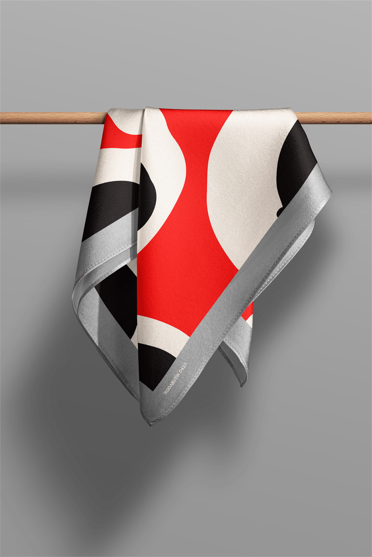 F87 Kadın Leke Desenli Bandana 50x50 Kırmızı Siyah DG0415-22 Snz