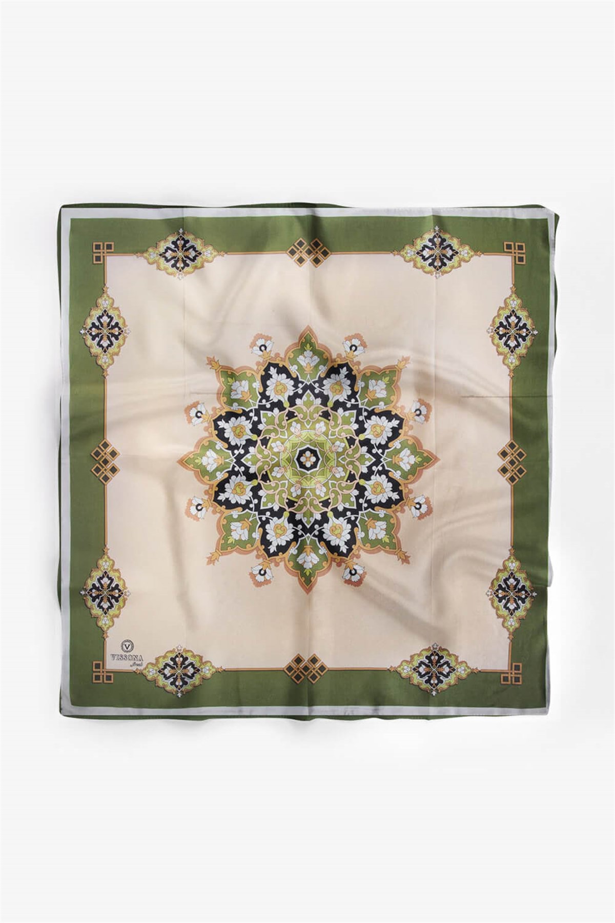 %100 İpek Kadın Desenli Bandana 80x80