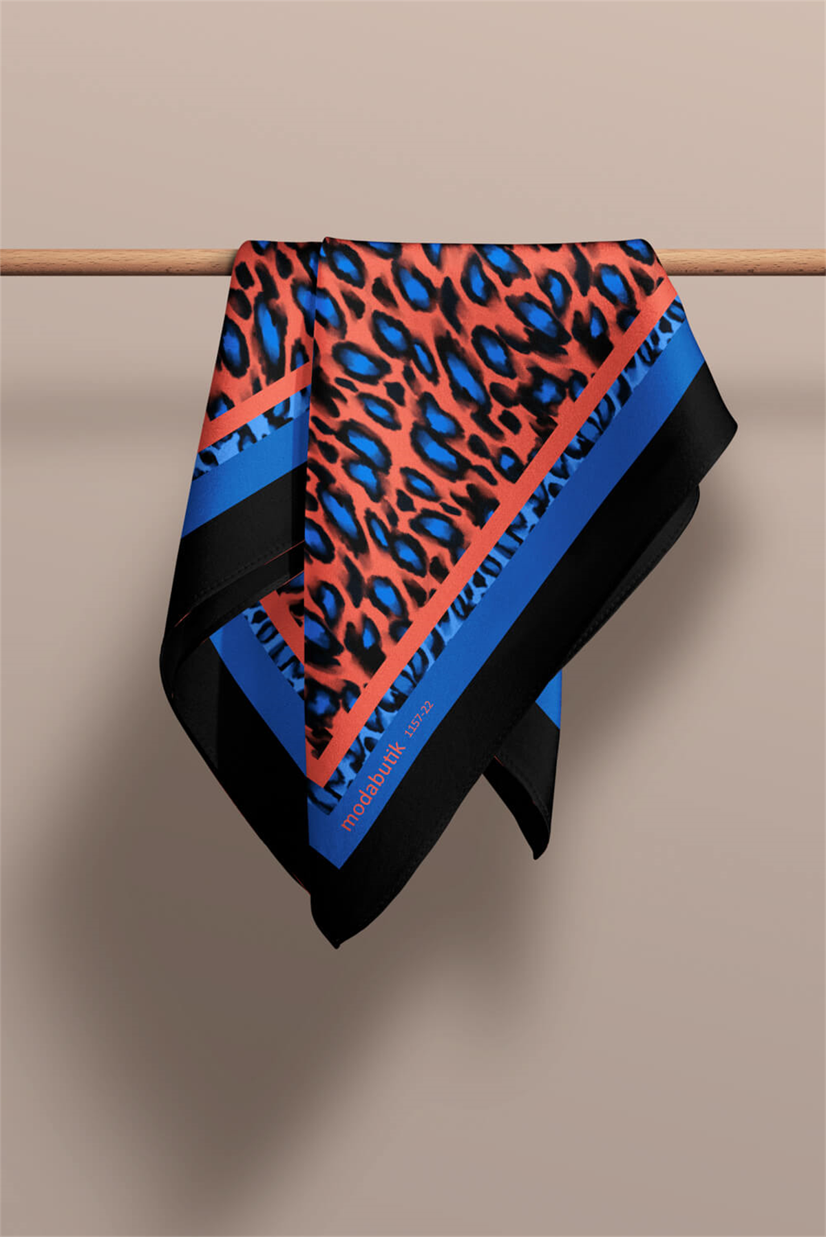 A83 Kadın Mavi Turuncu Damla Desenli 50x50 Bandana
