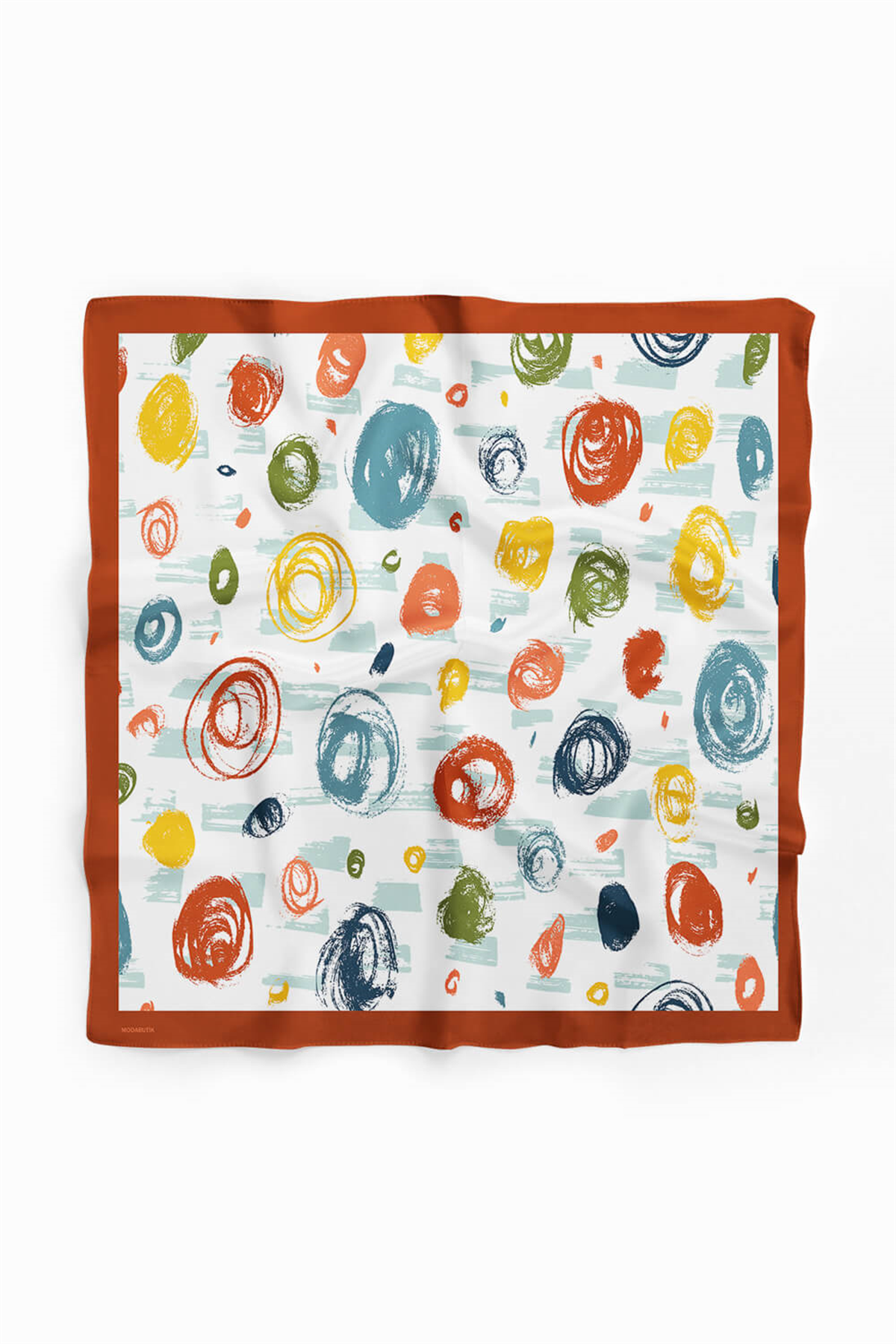 D72 Kadın Puan Desenli Bandana 50x50 Kırmızı Turuncu DG0420-22