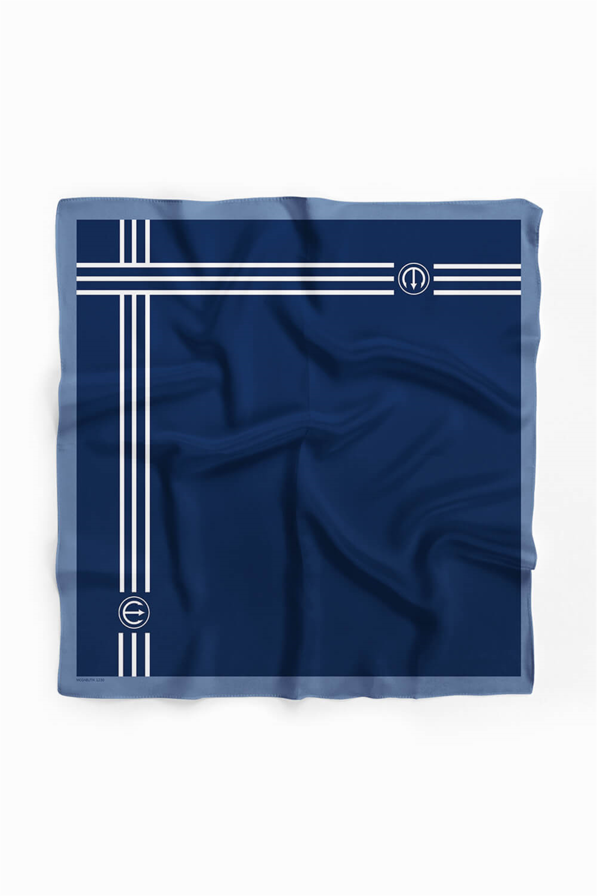 G51 Kadın Beyaz Mavi Marinover Desenli 50x50 Bandana