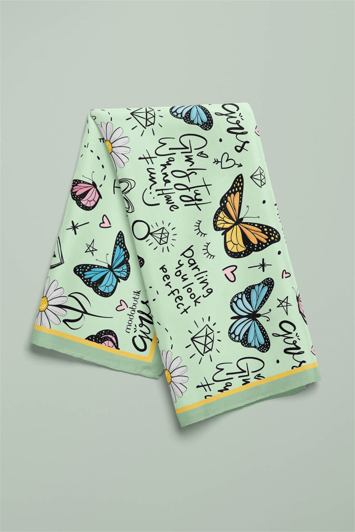 Z1 Modabutik Kelebek Desenli Bandana