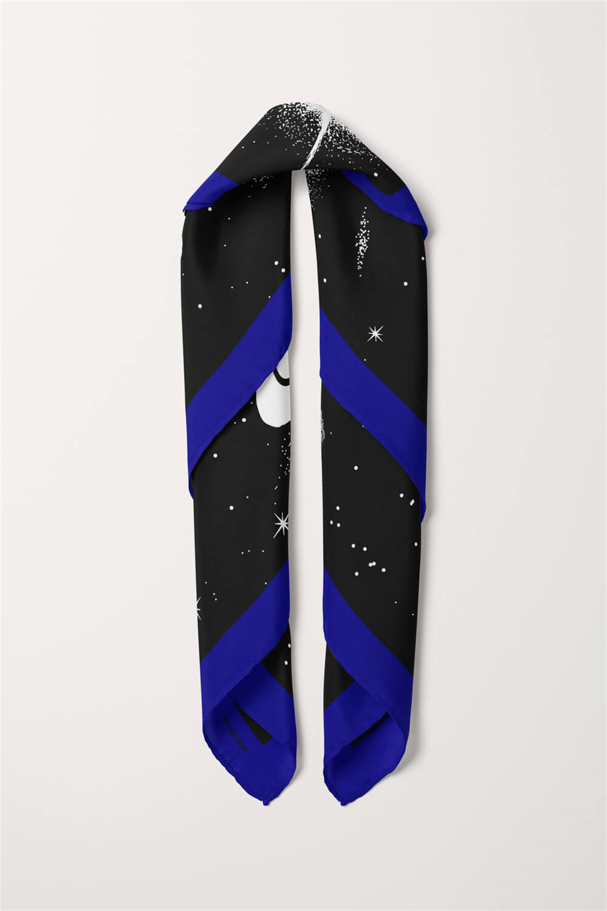 Z96 Kadın Gezegen Desenli Bandana 50x50 Siyah Beyaz DG0320-22