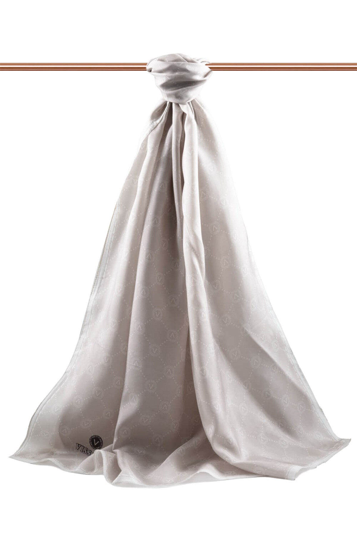 % 100 İpek V Logo Desenli Taş Renkli 90x210 Şal