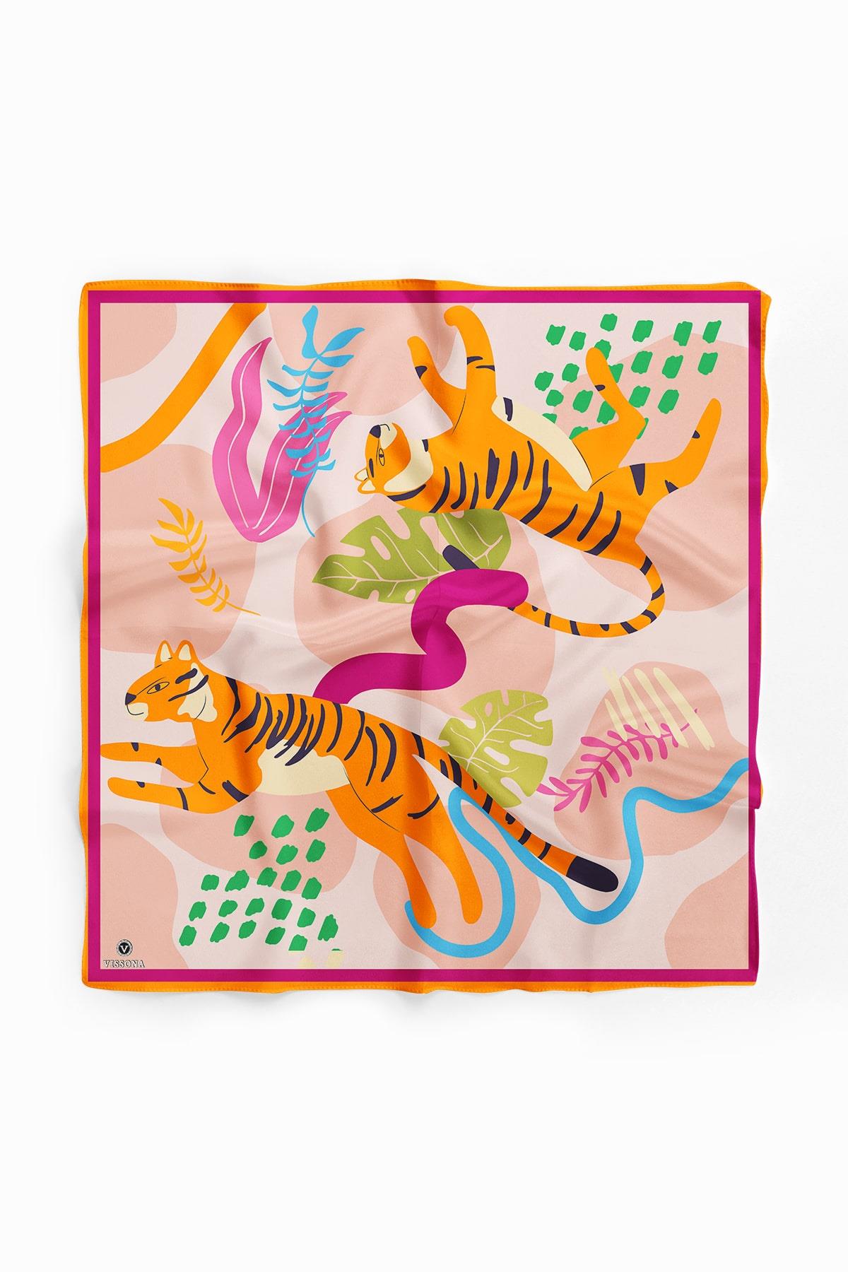 A25 Vissona Kaplan Desenli İpek Bandana