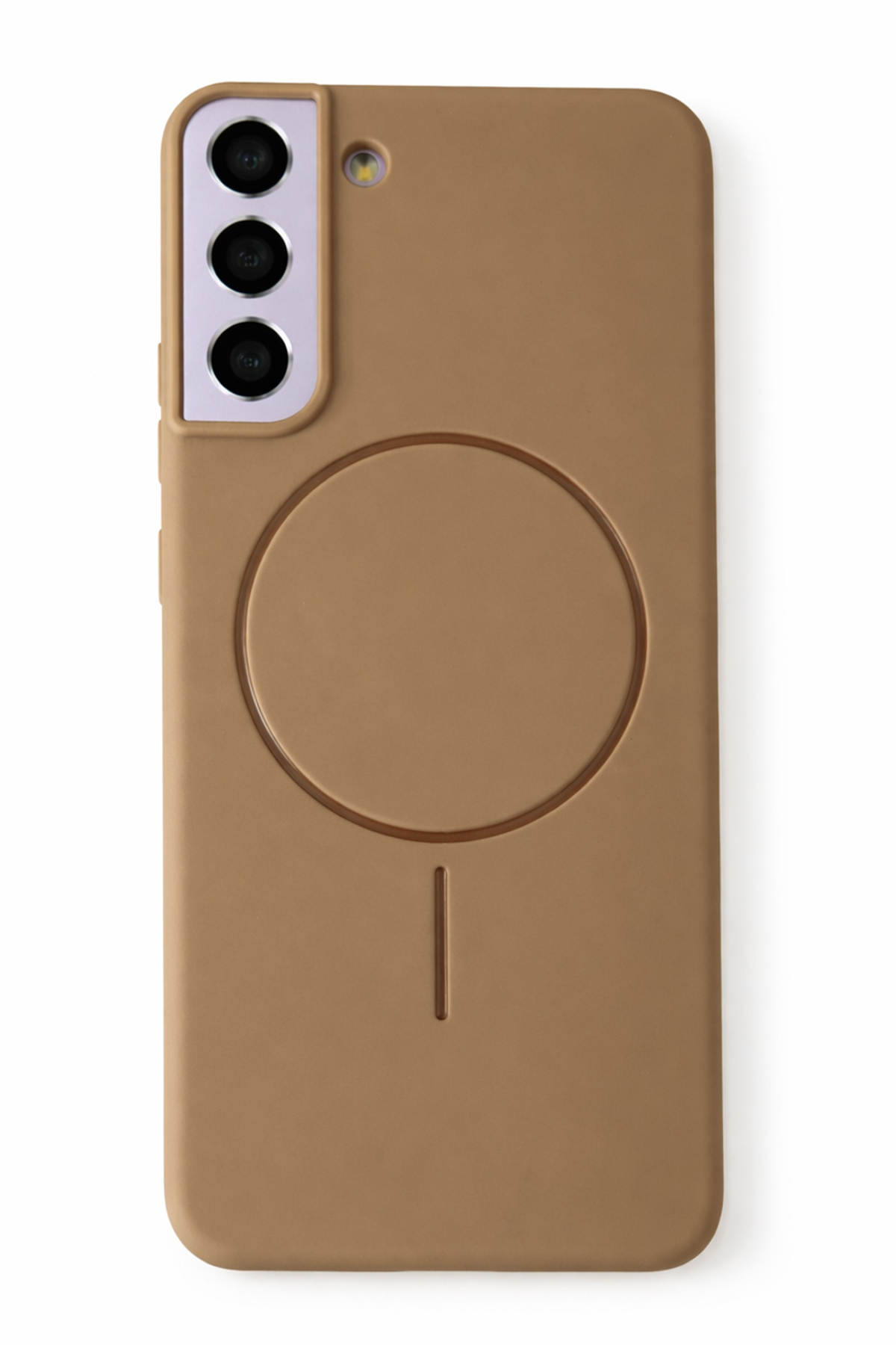 SAMSUNG Galaxy S22 Uyumlu İçi Kadife Magsafe Wireless Şarz Özellikli Camel Renkli Telefon Kılıfı