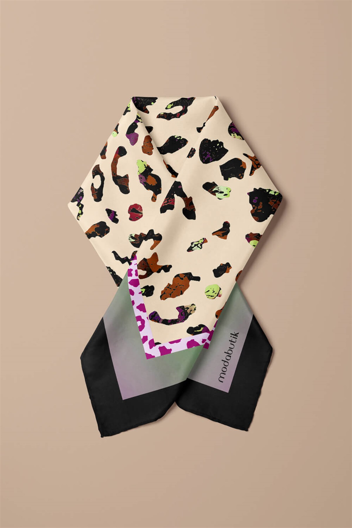 Kadın Krem Doğa Desenli 50x50 Bandana HYL DG01421-22
