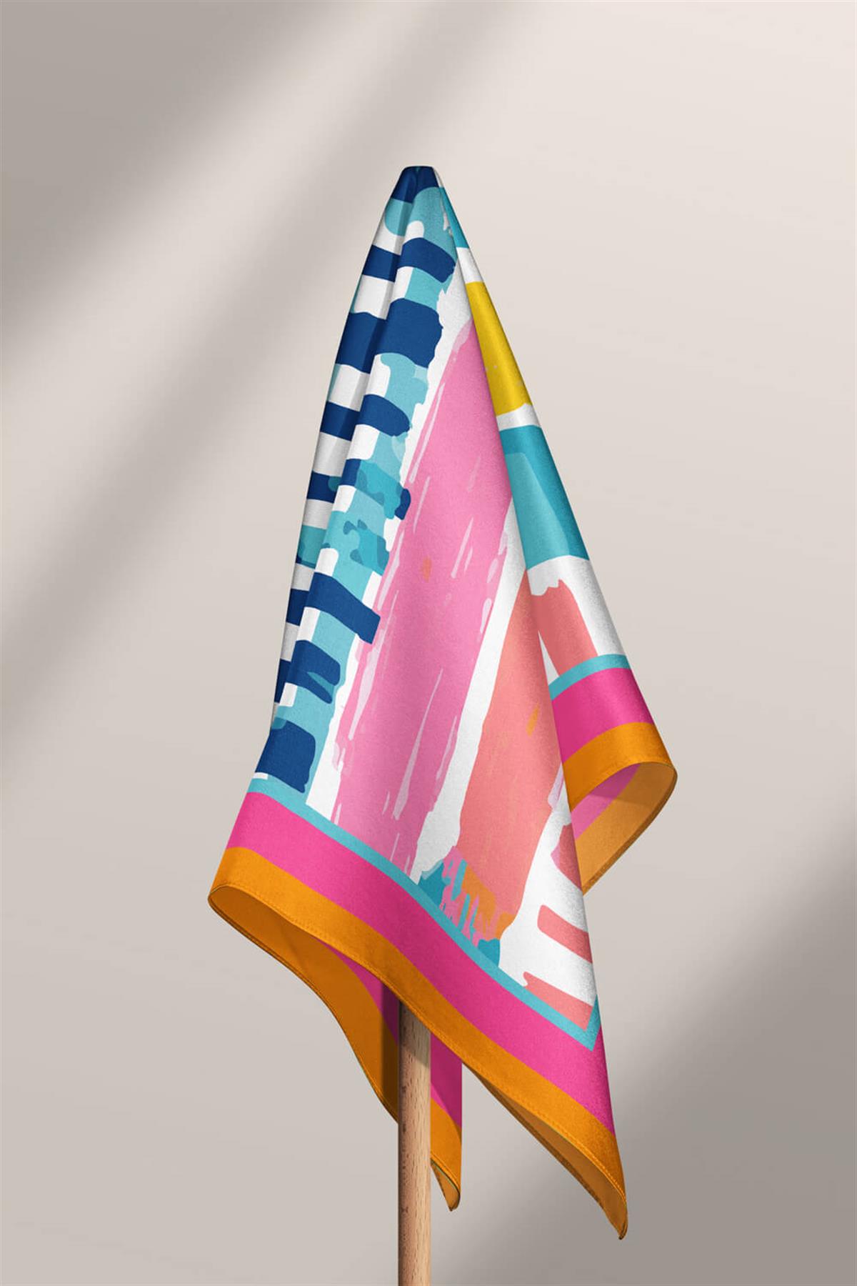 Vissona Geometrik Desenli İpek Bandana