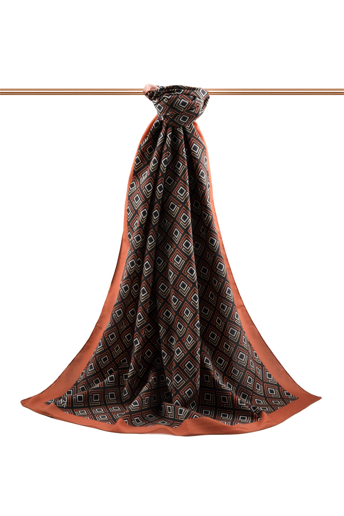 LÜKS MEDİNE İPEĞİ MİNİ MOTİF DESENLİ TABA - BEJ RENKLİ 75X195 KIRIŞMAZ ŞAL MOSS KREP DİKİŞ TİPİ İTALYAN DİKİŞLİ