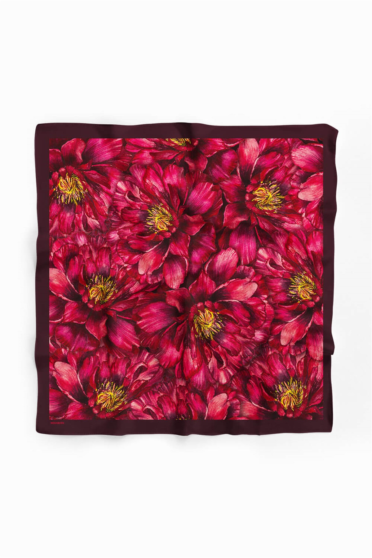 Violla F50 Kadın Gül Desenli Bandana 50x50 Kırmızı DG0325-22