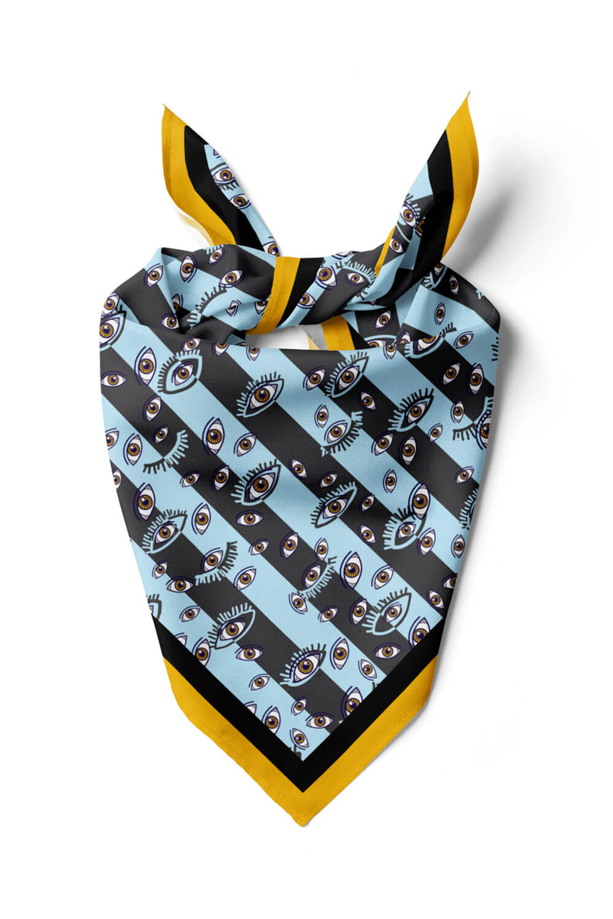 Z51 Kadın Mavi Eyes Desenli 50x50 Bandana