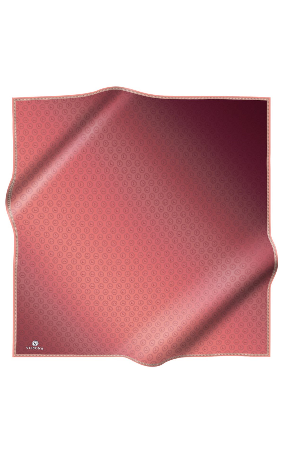 % 57 İPEK % 43 VİSKON Twill İpek Monogram Desenli Gül Kurusu - Gold Renkli 90x90 Eşarp Dikim Şekli : El Dikişi