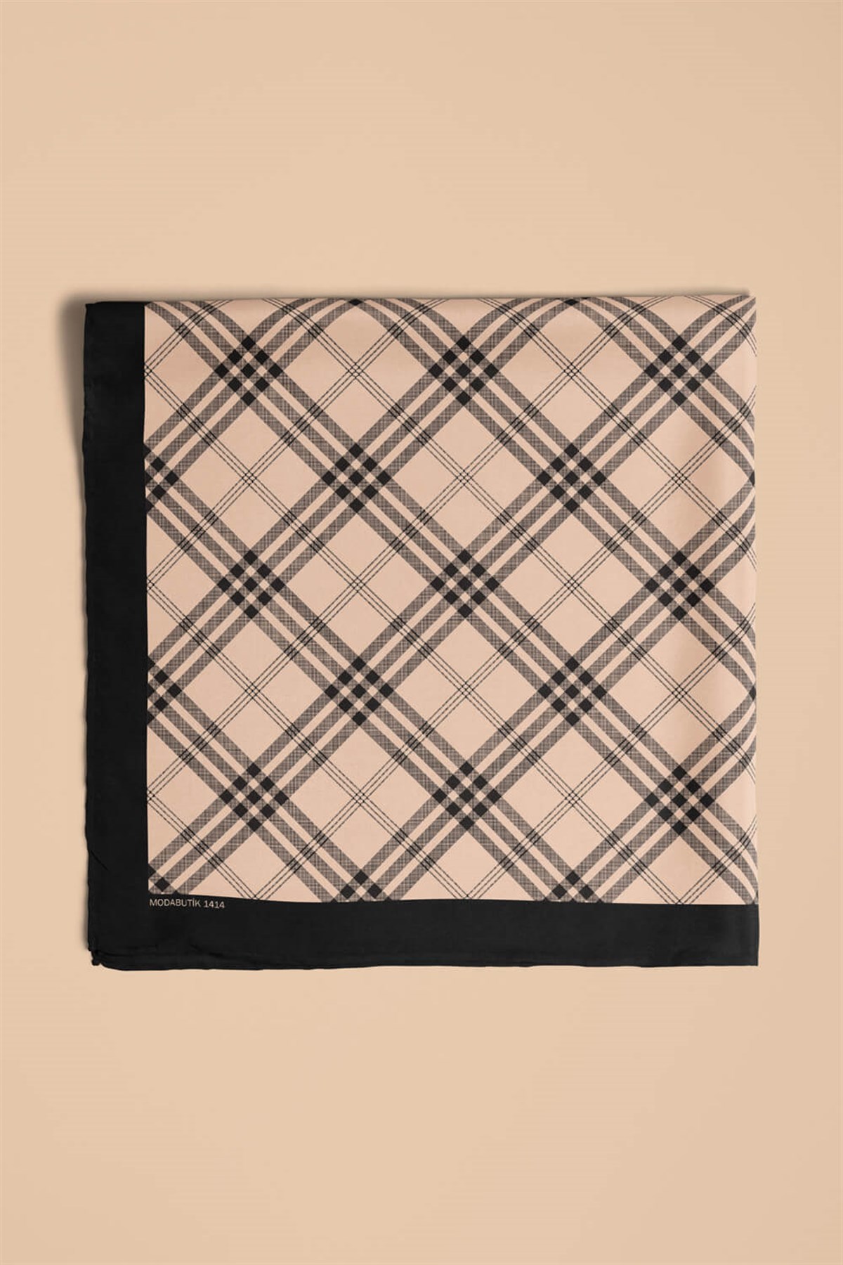 Violla G36 Kadın Krem Kare Desenli 50x50 Bandana