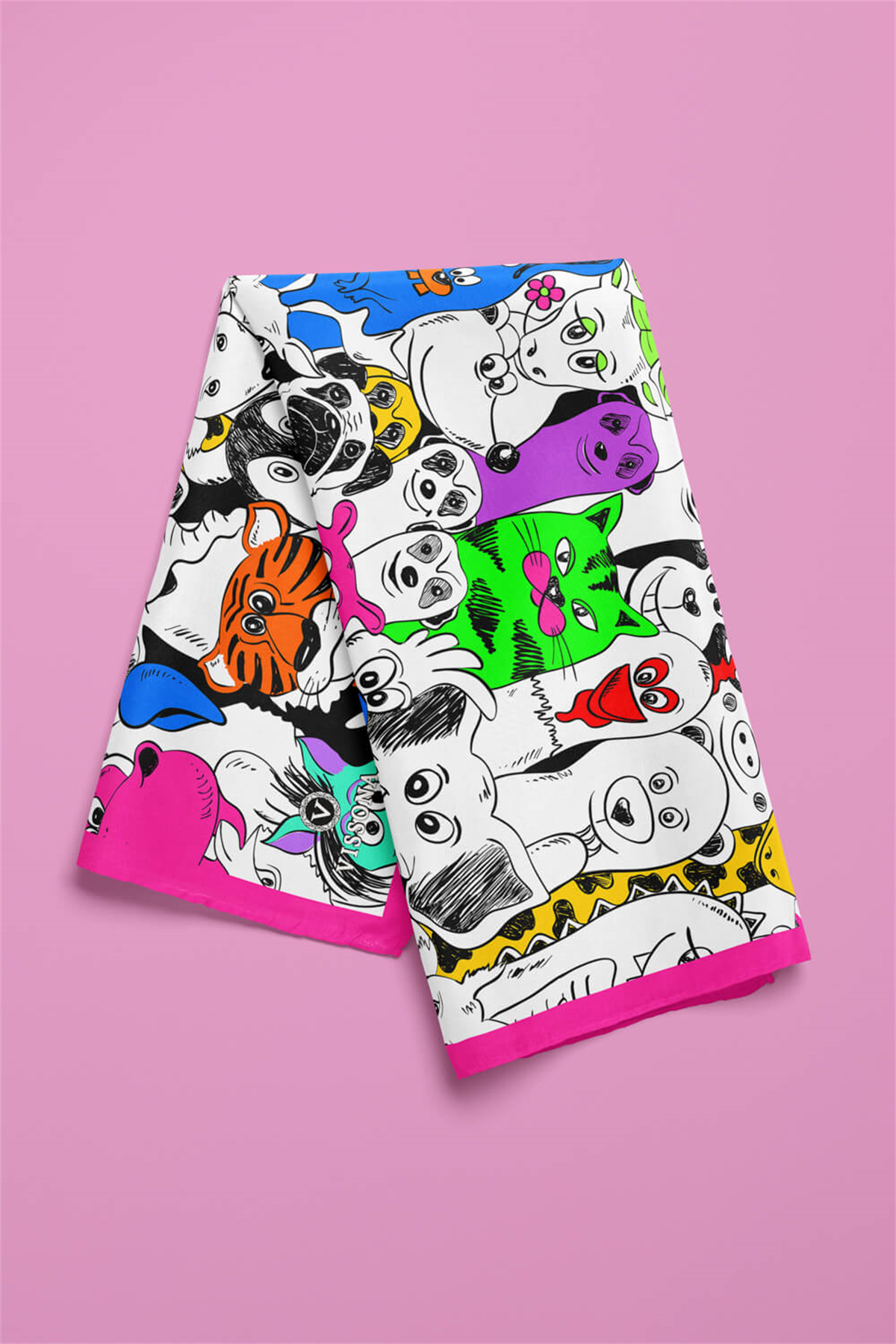 %100 İPEK HAYVAN DESENLİ KADIN BANDANA 50X50