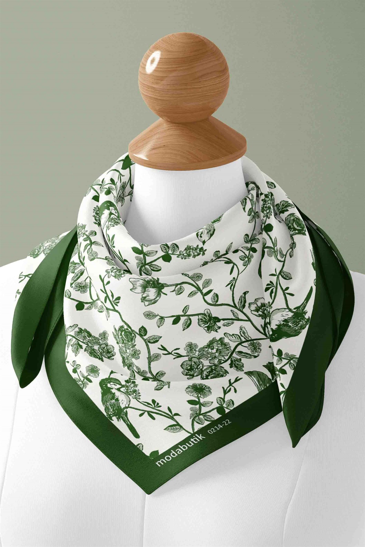 Violla Kadın Garden Desenli Bandana 50x50 Yeşil DG0214-22 Snz