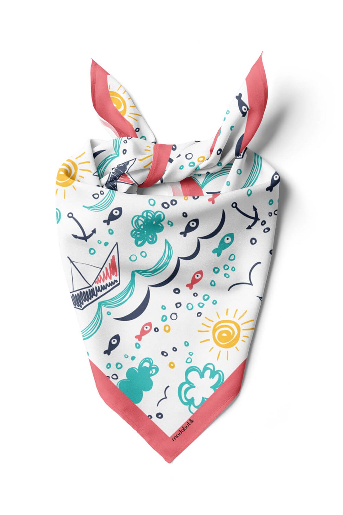 Violla G69 Kadın Kayık Desenli 50x50 Bandana HYL DG0787-22