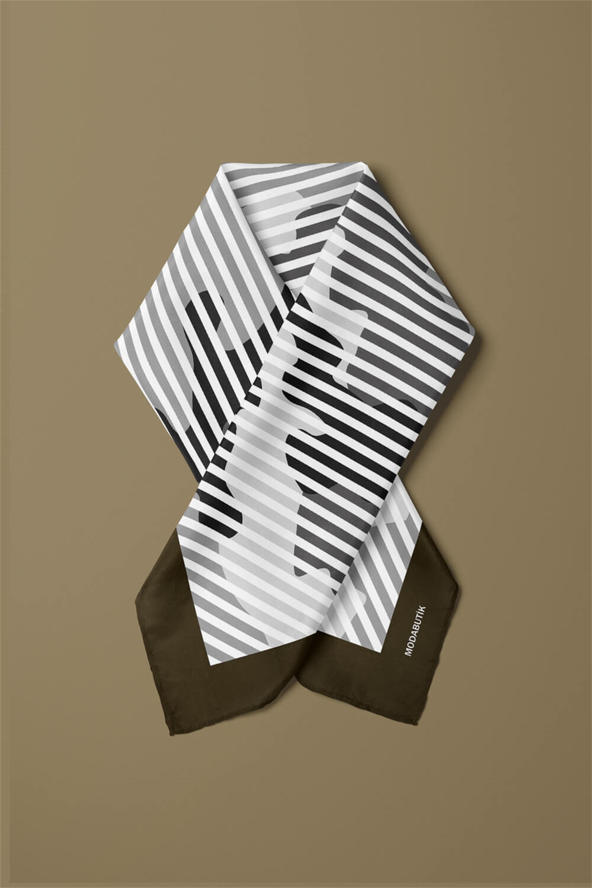 D64 Kadın Benek Desenli Bandana 50x50 Yeşil DG0362-22