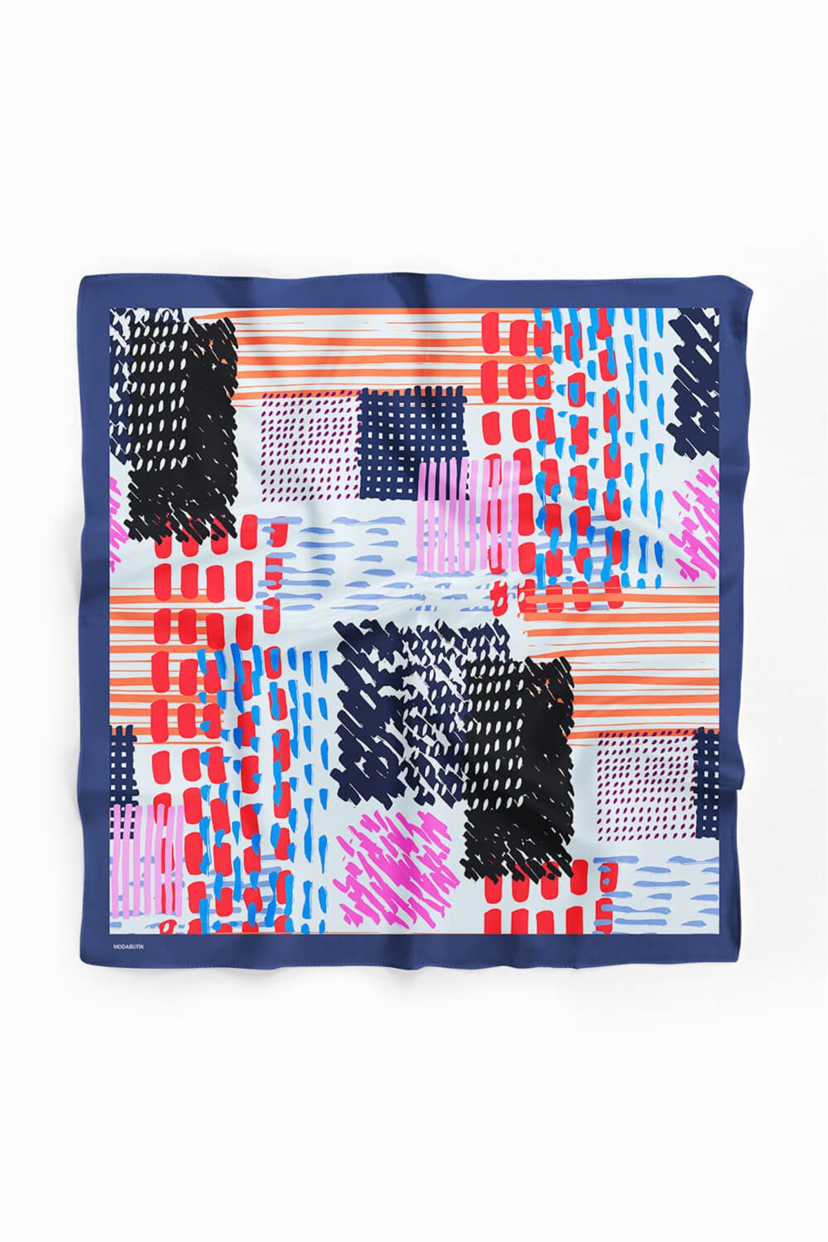 Violla D76 Kadın Egzotik Desenli Bandana 50x50 Kırmızı Siyah DG0434-22