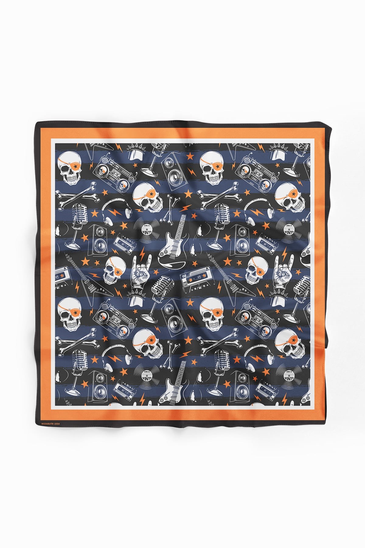 Violla C51 Kadın Mavi Siyah Kurukafa Desenli 50x50 Bandana HYL DG01554-22
