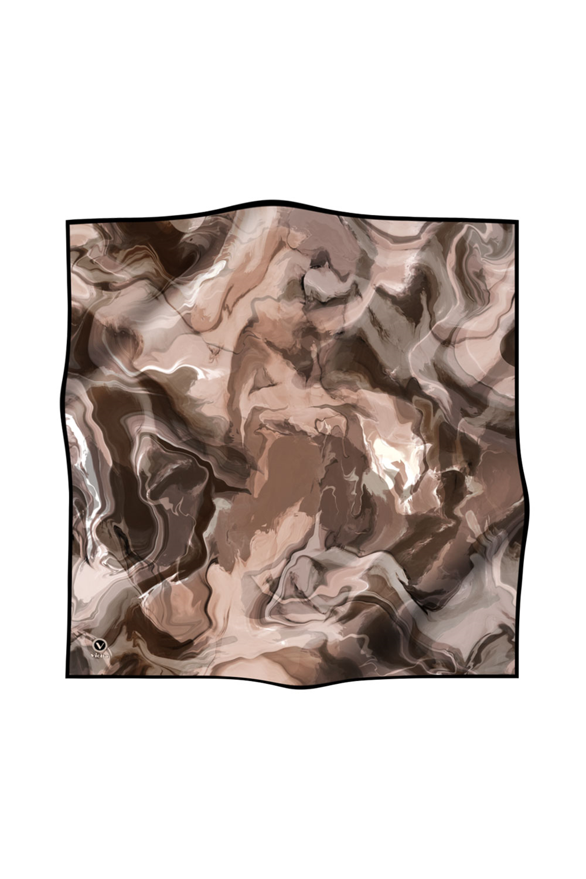 Twill Batik Desenli Taş Rengi Renkli 90x90 Eşarp (İpek İçermez) Kenar Dikiş Şekli El Dikişli