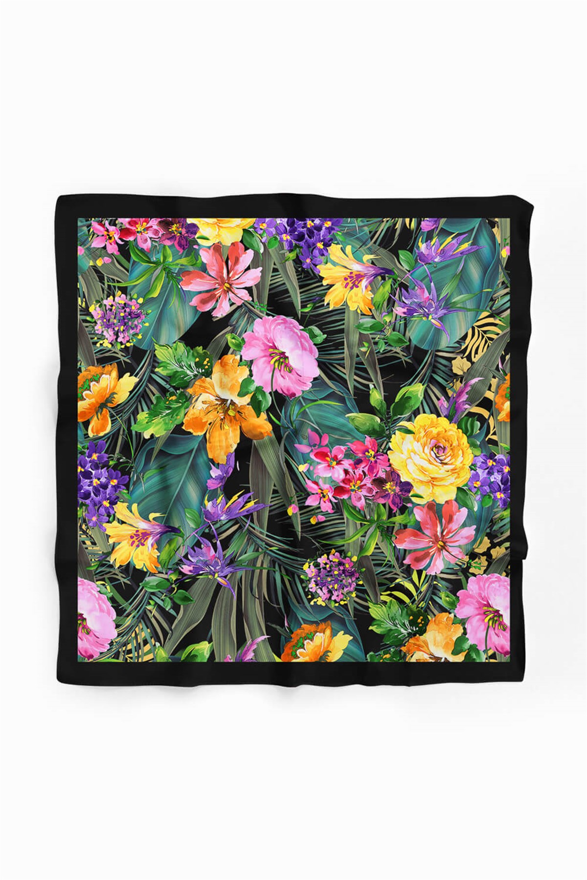 Violla H45 Kadın Yeşil Çiçek Desenli 50x50 Bandana HYL DG01404-22
