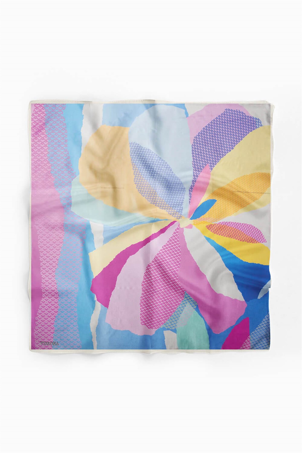 %100 İpek Kadın Desenli Bandana 80x80