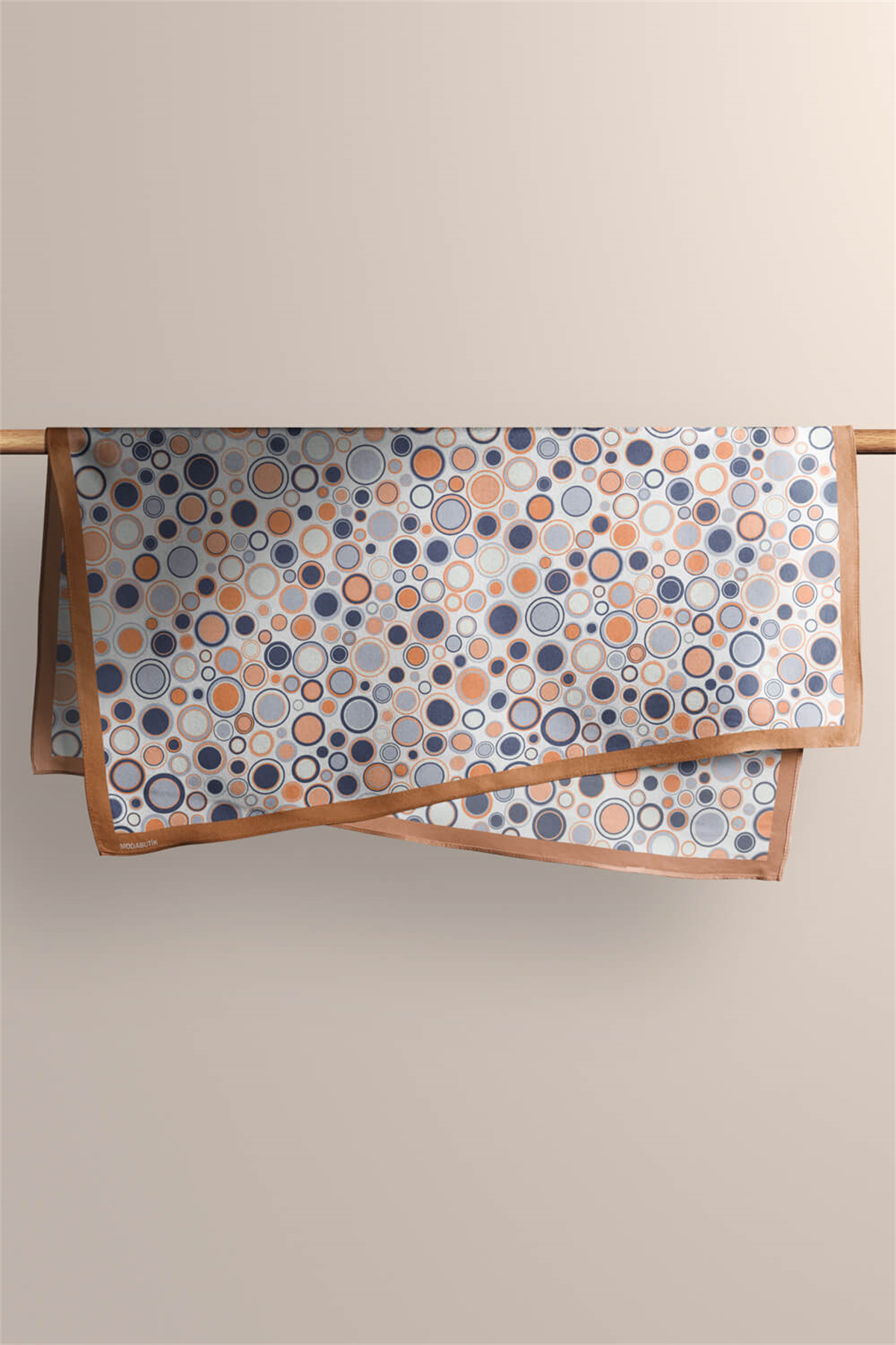 D111 Kadın Halka Desenli Bandana 50x50 Mavi Turuncu Gri DG0486-22