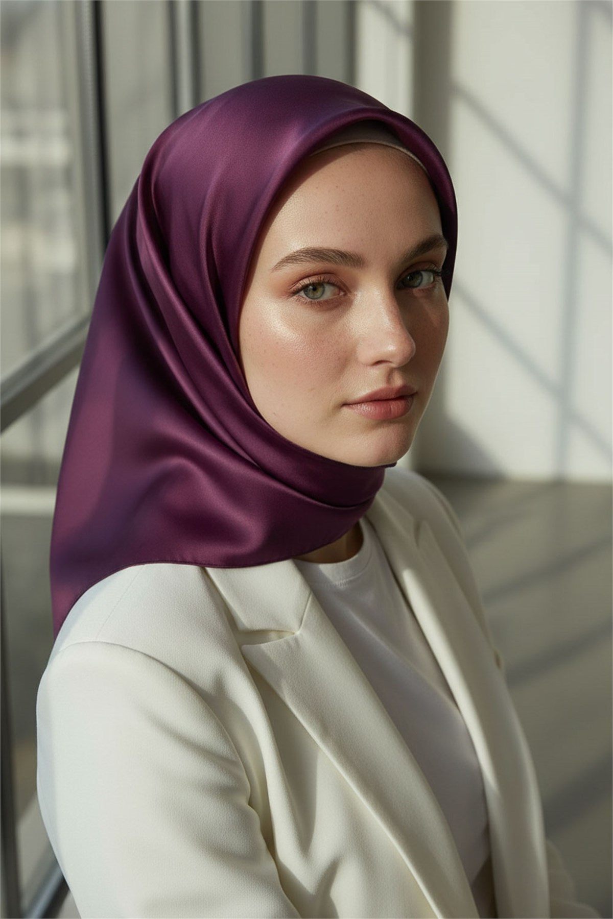 %100 Saf İpek Twill Eşarp 90x90 – Düz Renk, Kaymayan Tok Dokulu, El Dikişli