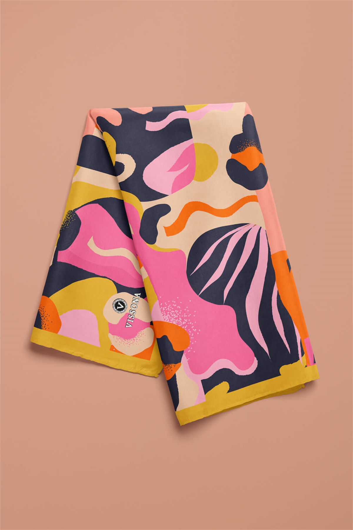 Saten İpek Geometrik Desenli Kadın Bandana