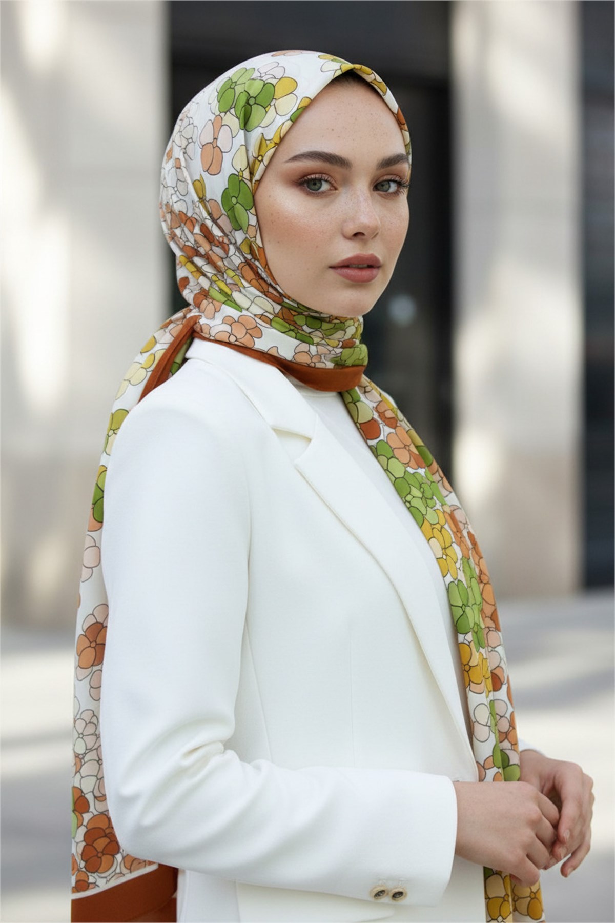 KREP YONCA DESENLİ TABA RENKLİ 75X195 KIRIŞMAZ ŞAL