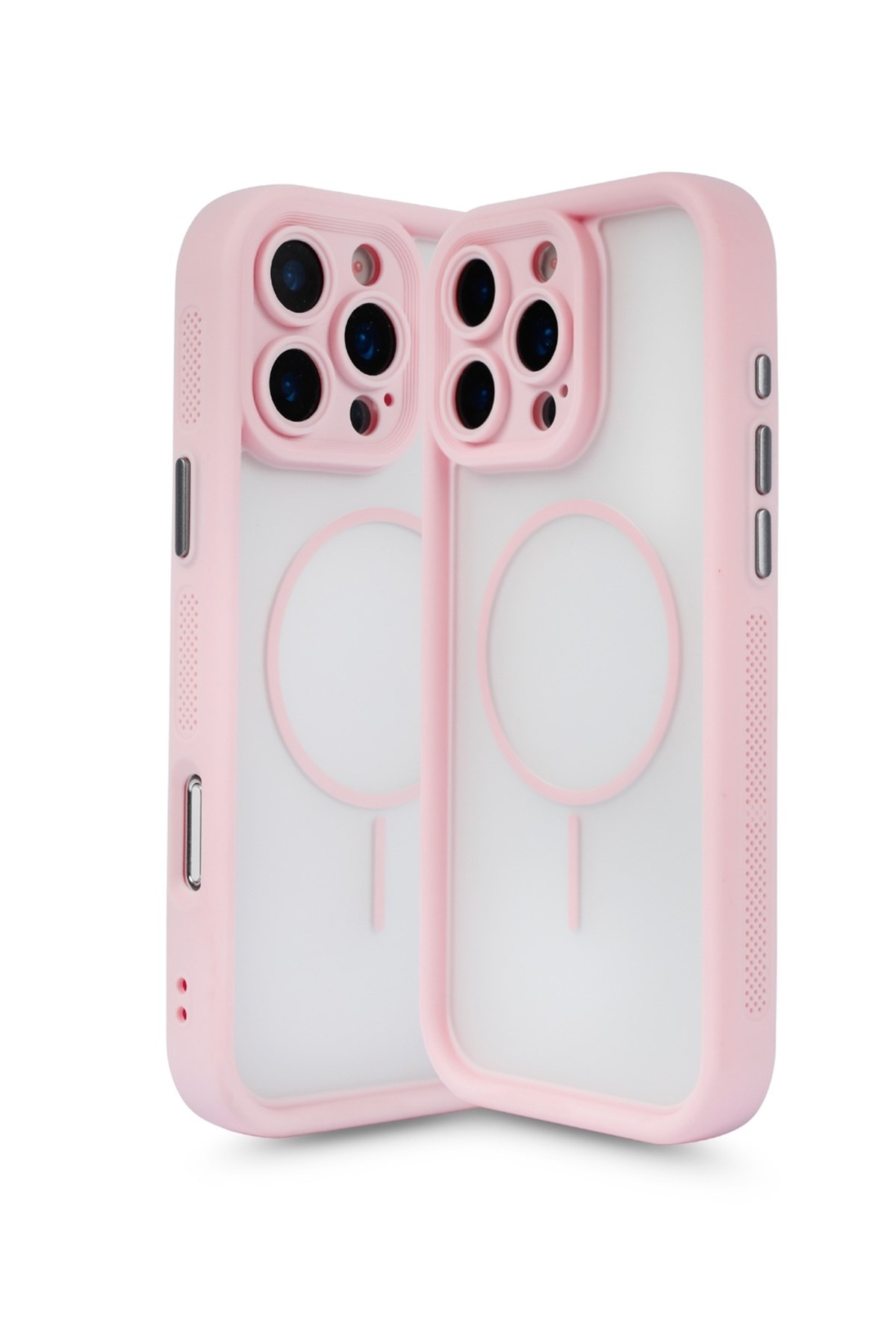 iPhone 16 Pro Max in Pink Kılıf – Kamera Korumalı – MagSafe Uyumlu – Pembe Renk – Mat Silikon Telefon Kılıfı