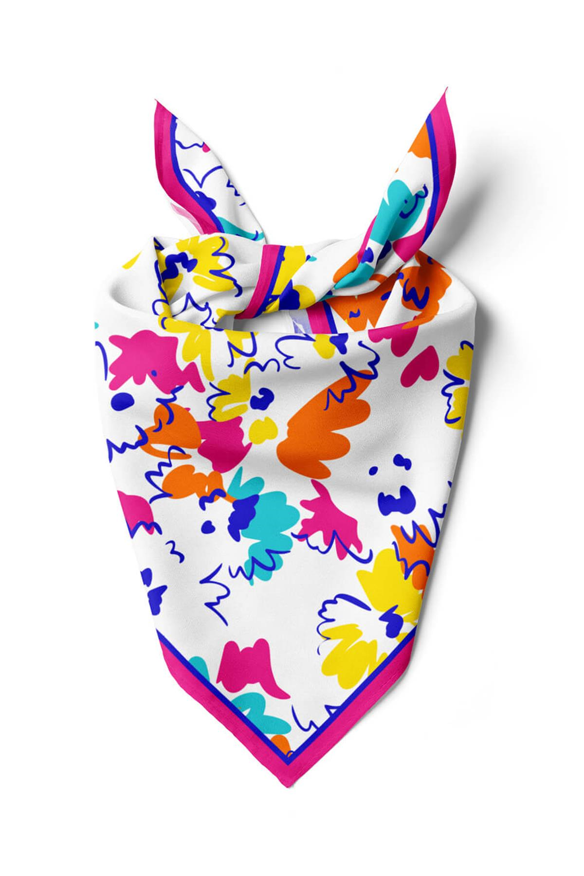 C5  Modabutik Renki Çiçek Desenli Bandana