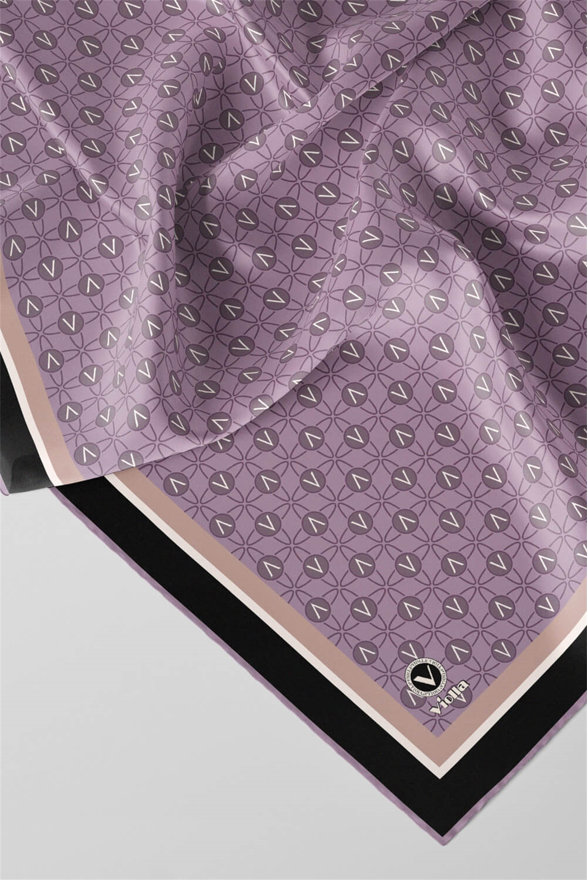 Twill V Desenli Lila Renkli 90x90 Eşarp (İpek İçermez) Dikim Şekli : El Dikişi