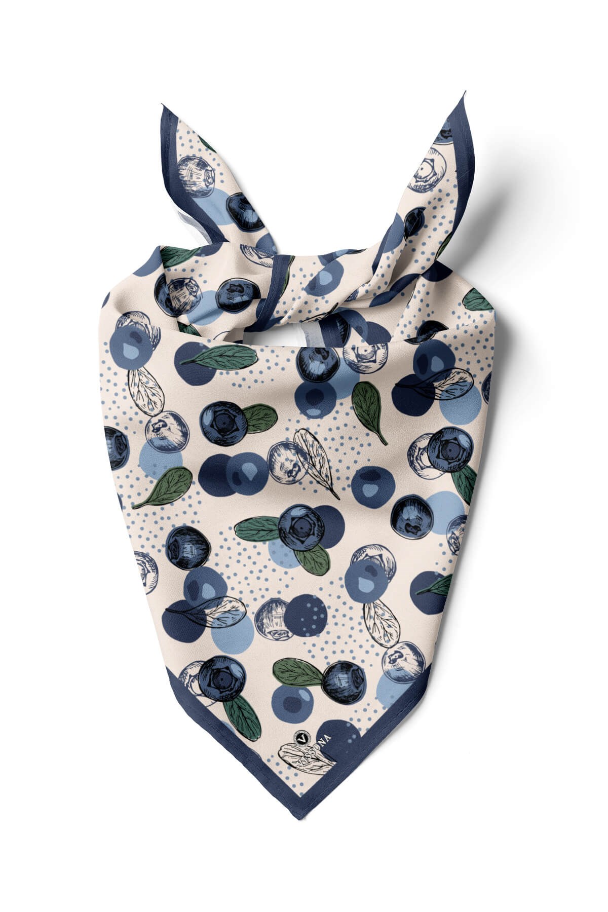 %100 İpek Blueberry Desenli Kadın Bandana