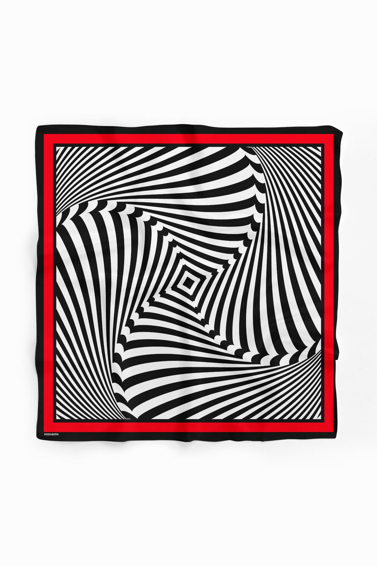 Kadın Siyah Beyaz Spiral Desenli 50x50 Bandana HYL DG0905-22