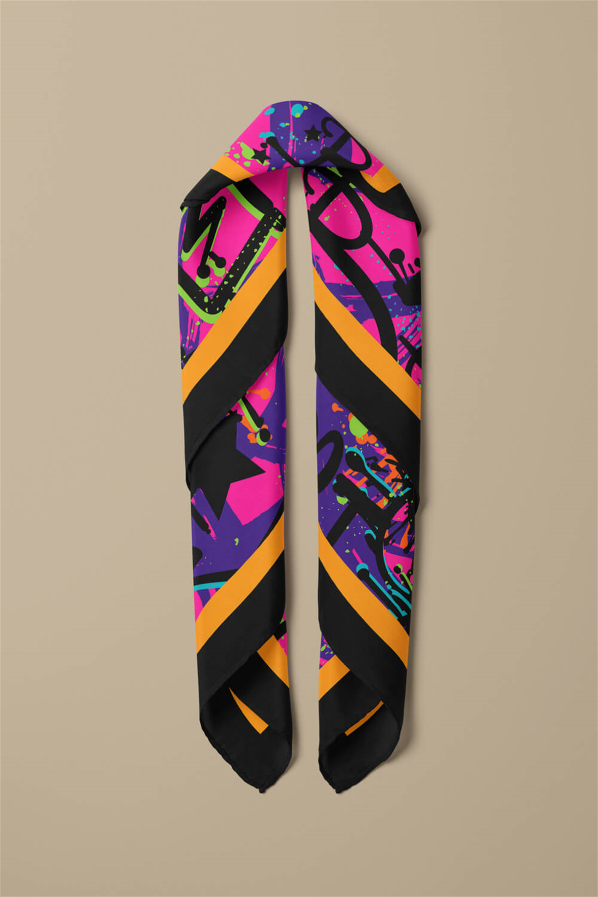 B35 Kadın Pembe The X Desenli 50x50 Bandana DG0823-22