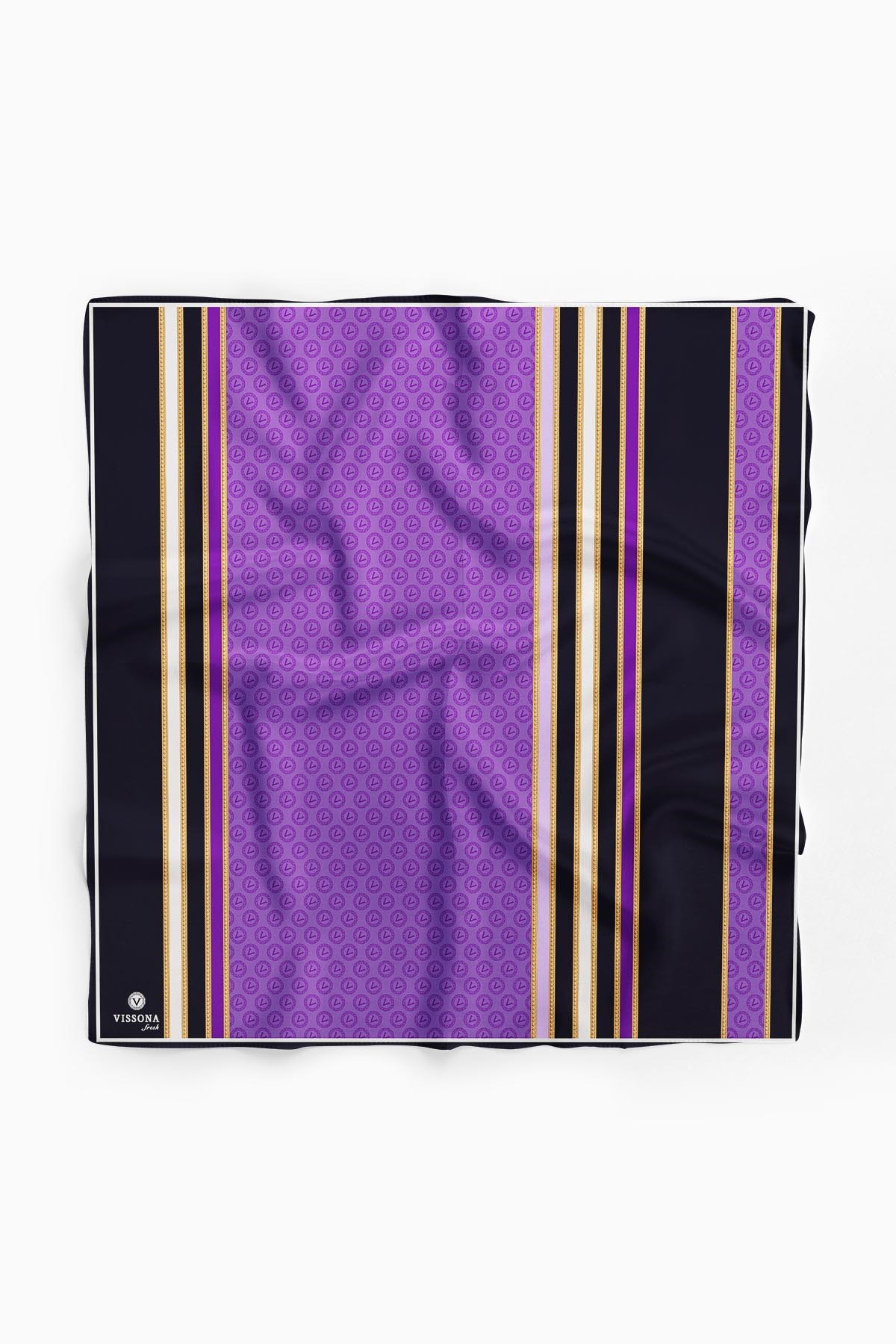 %100 İpek Kadın Desenli Bandana 80x80