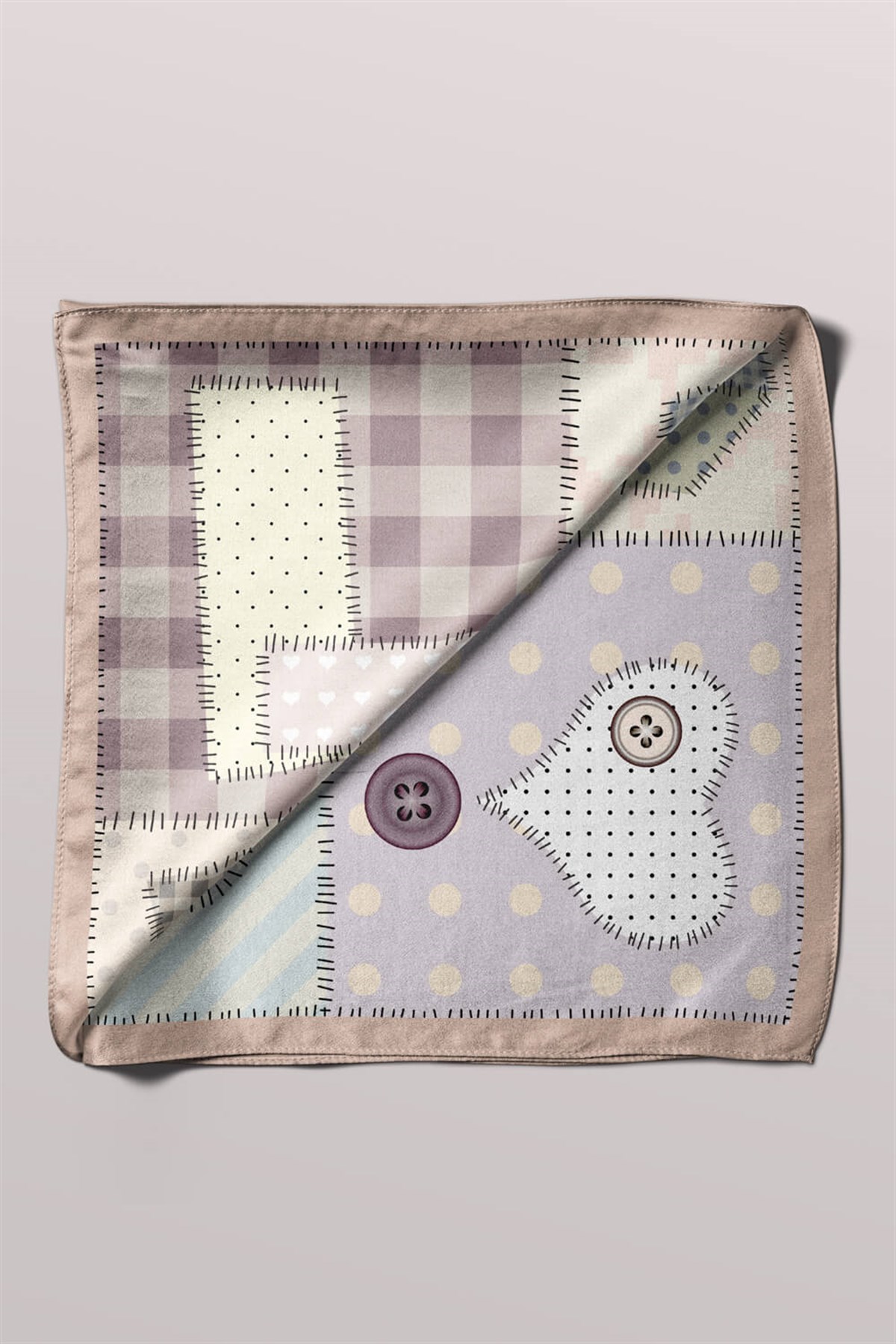E104 Violla Patchwork Love Desenli Bandana