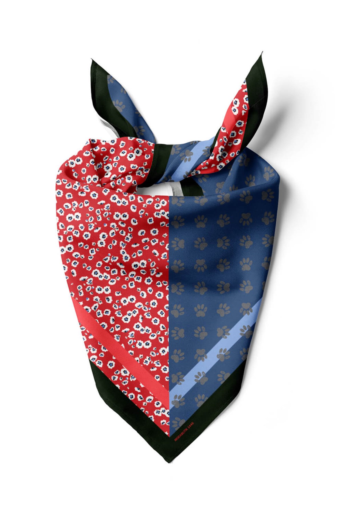 Violla Z69 Kadın Mavi Pati Desenli 50x50 Bandana HYL DG01446-22