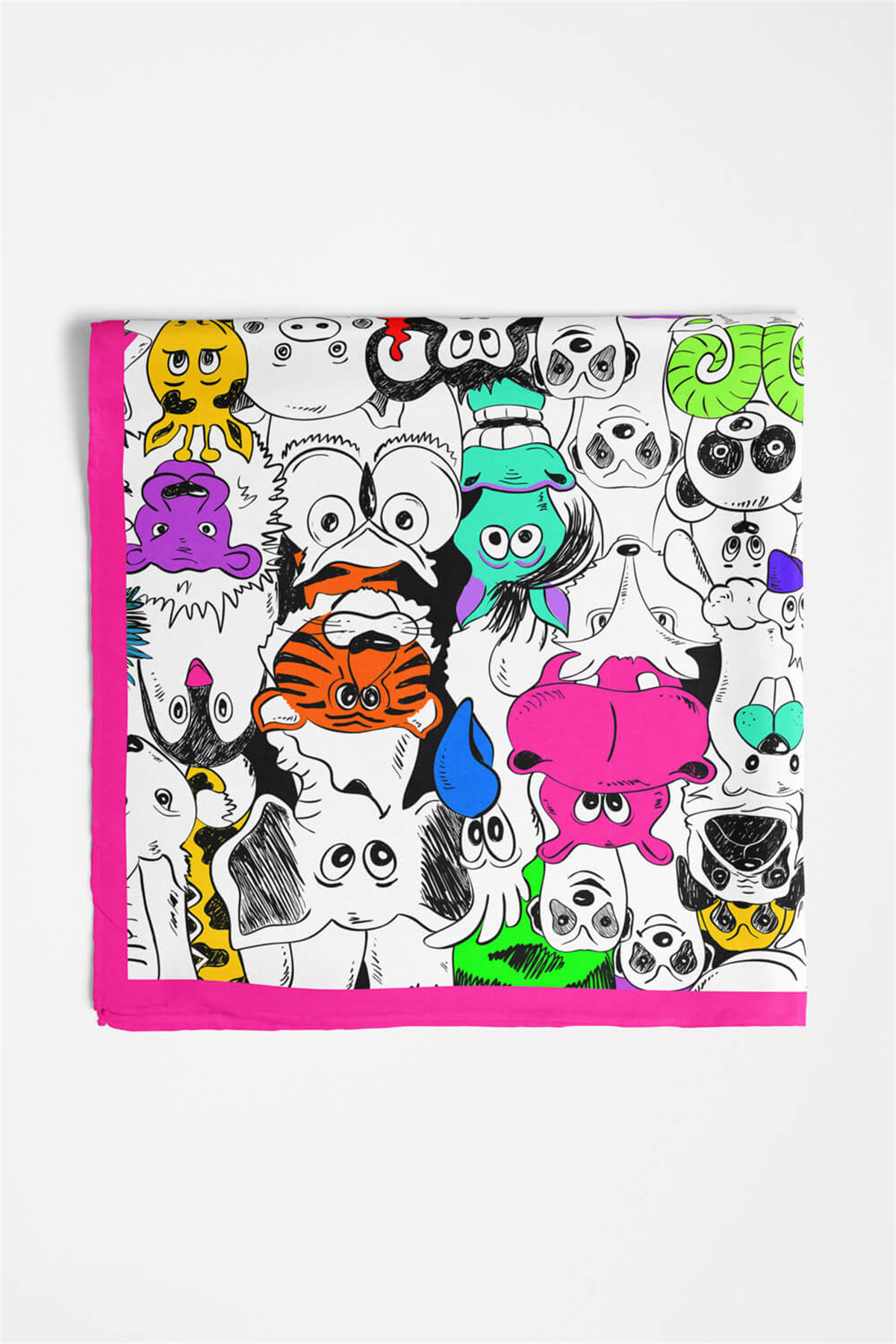 %100 İPEK HAYVAN DESENLİ KADIN BANDANA 50X50