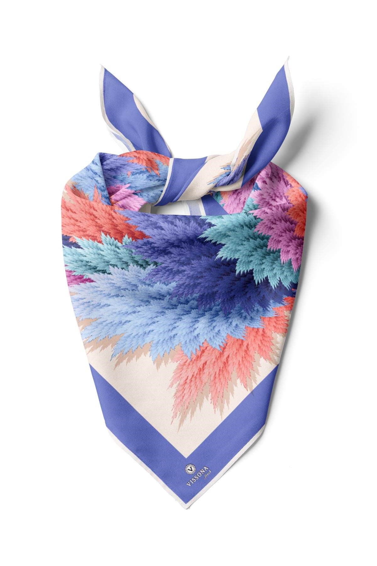 %100 İpek Kadın Desenli Bandana 80x80