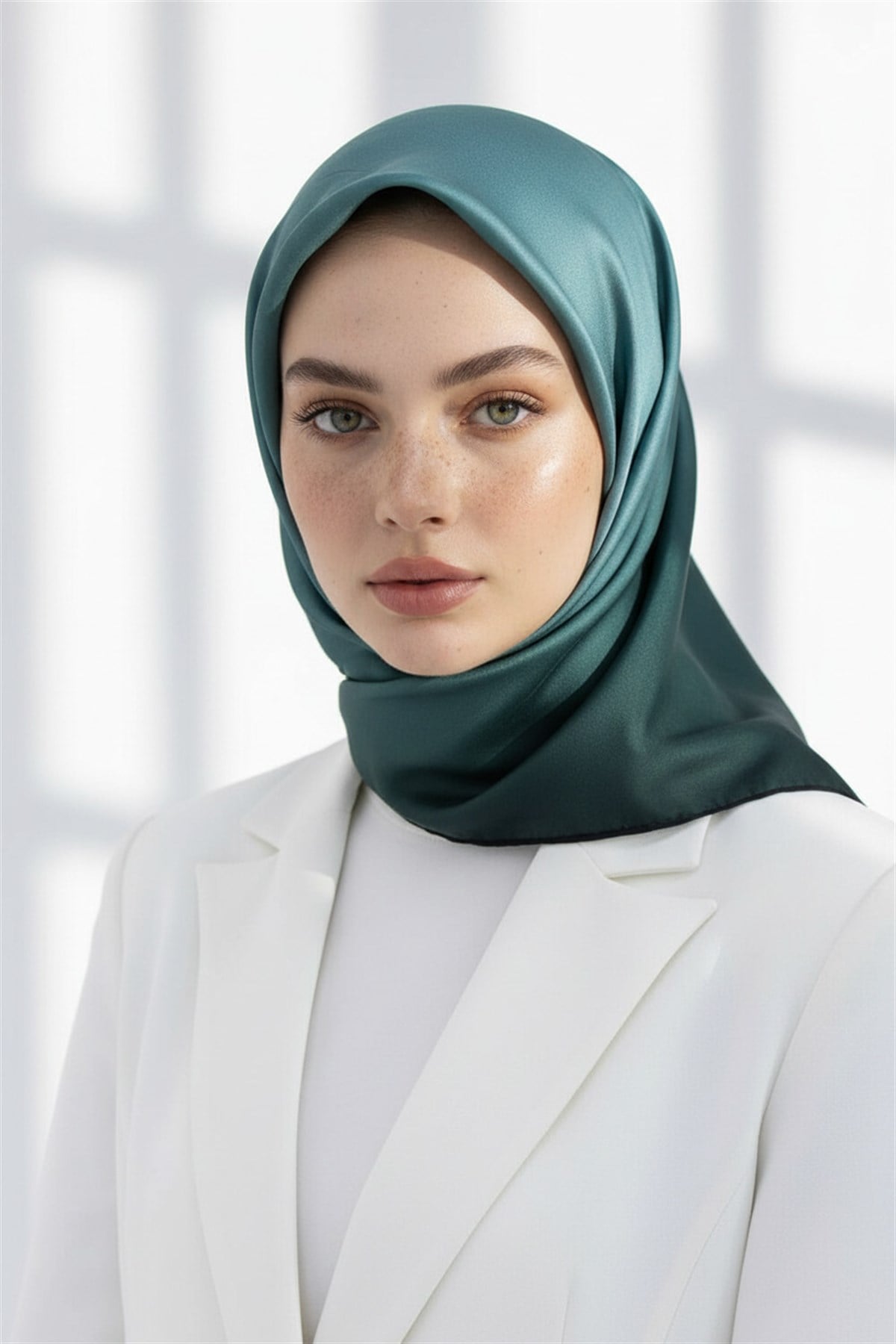 %100 Twill İpek Degrade Desenli Mint Yeşili Renkli 90x90 Eşarp Dikim Şekli : El Dikişi